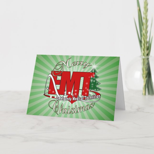 EMT Emergency Medical Technician CHRISTMAS Holiday Card (Front)