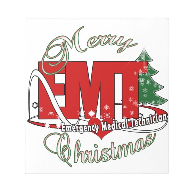 EMT Emergency Medical Technician CHRISTMAS Notepad (Front)
