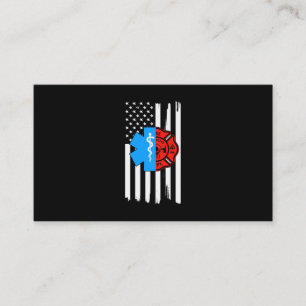 Emt Firefighter American Flag Distressed.Png Business Card