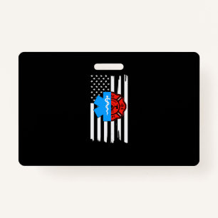 Emt Firefighter American Flag Distressed.Png ID Badge
