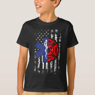 EMT Firefighter Firefighter EMT American Flag Gift T-Shirt