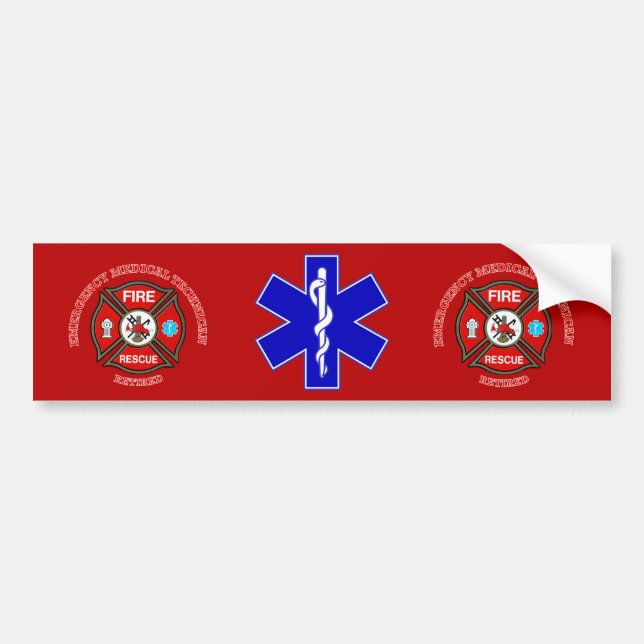 EMT Firefighter Retired Maltese Cross Bumper Sticker (Front)