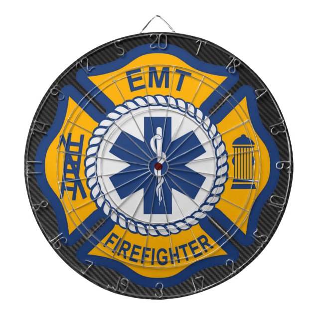 EMT Firefighter Stainless Steel Water Bottle Dartboard (Front)