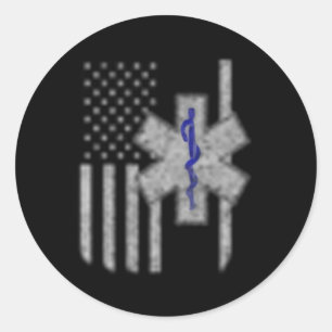 Emt First Responder Flag Or Two Sided Classic Round Sticker