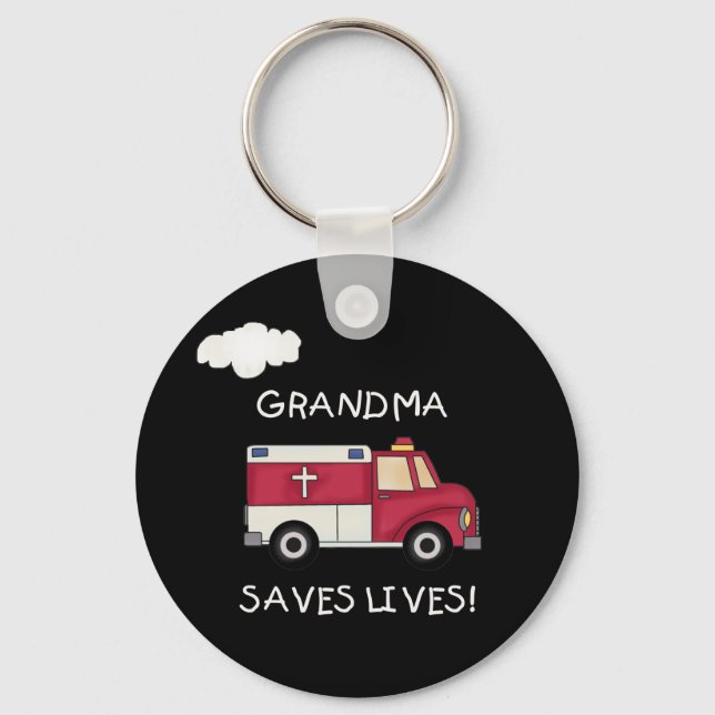 EMT Grandma Saves Lives Key Ring (Front)