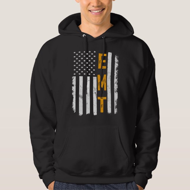 EMT Job American Flag Emergency Medical Technician Hoodie (Front)