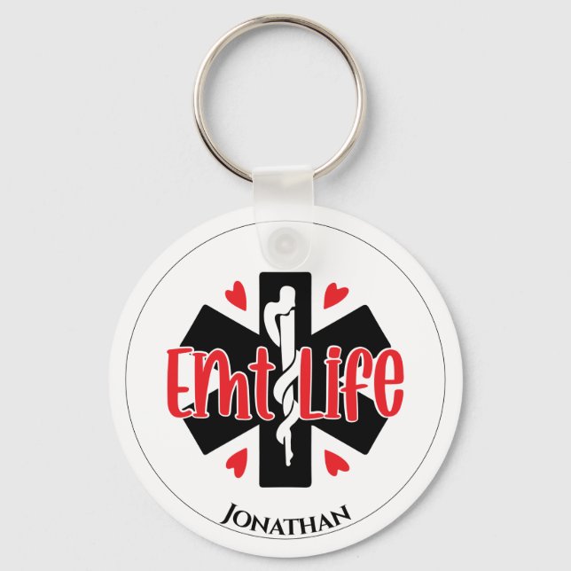 EMT Life Personalized Medical Symbol Key Ring (Front)