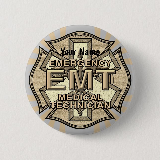EMT Maltese Cross  pin button (Front)