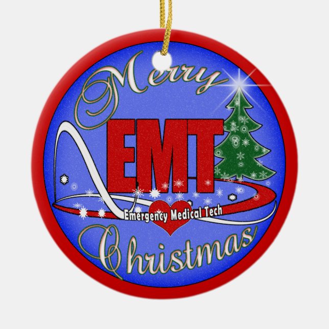 EMT MERRY CHRISTMAS ORNAMENT EMERGENCY MEDICAL TEC (Front)