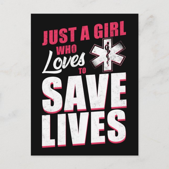EMT Paramedic EMS Emergency A Girl Who Loves To Holiday Postcard (Front)