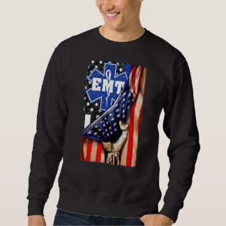 EMT Paramedic First Jesus Responder American Flag  Sweatshirt