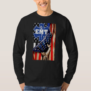 EMT Paramedic First Jesus Responder American Flag T-Shirt