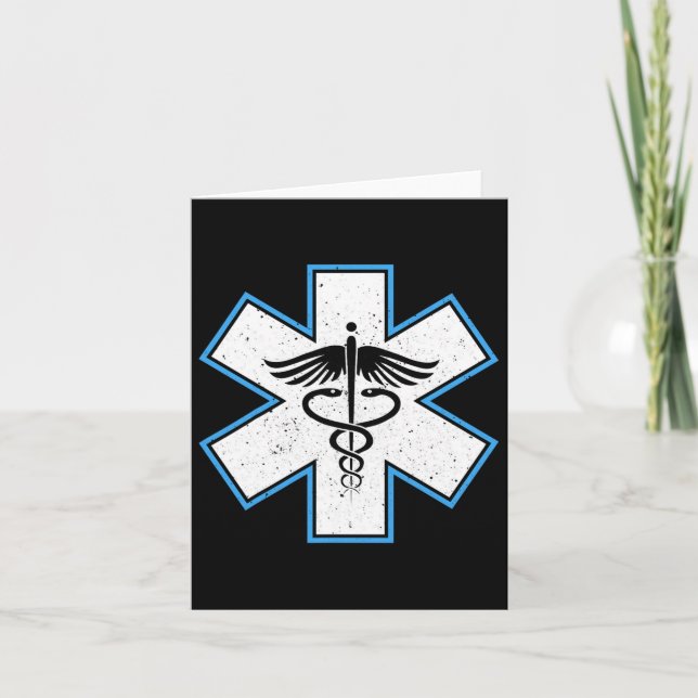Emt Paramedic Star - Caduceus Ems First Responder  Card (Front)