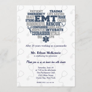 EMT retirement Denim texture Invitation