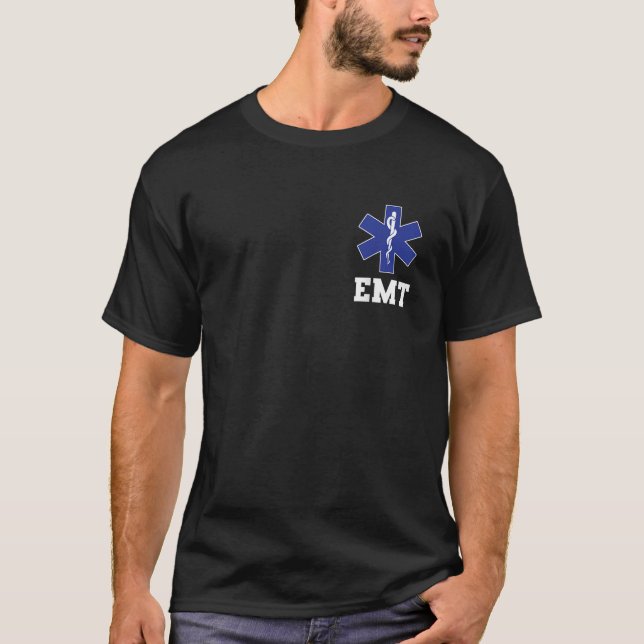 EMT Shirt EMS Paramedic Thin White Line Two Sided  (Front)