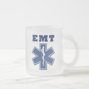 EMT Star of Life Frosted Glass Coffee Mug