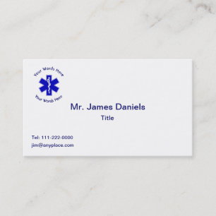 EMT Star Of Life Shield Custom Business Card