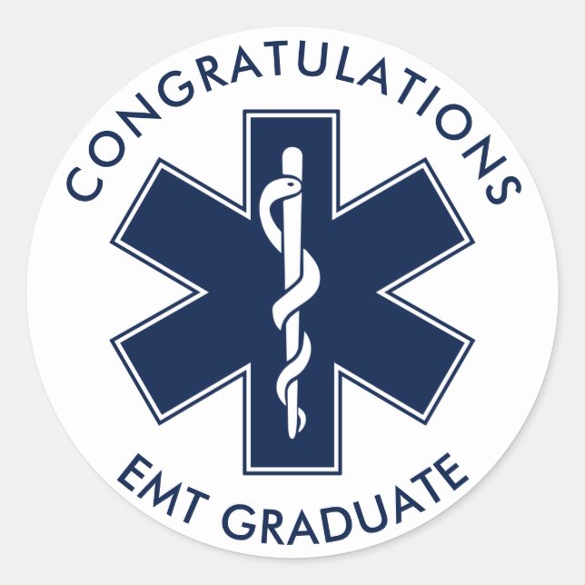 EMT Star of Life Symbol Custom Text Classic Round Sticker (Front)