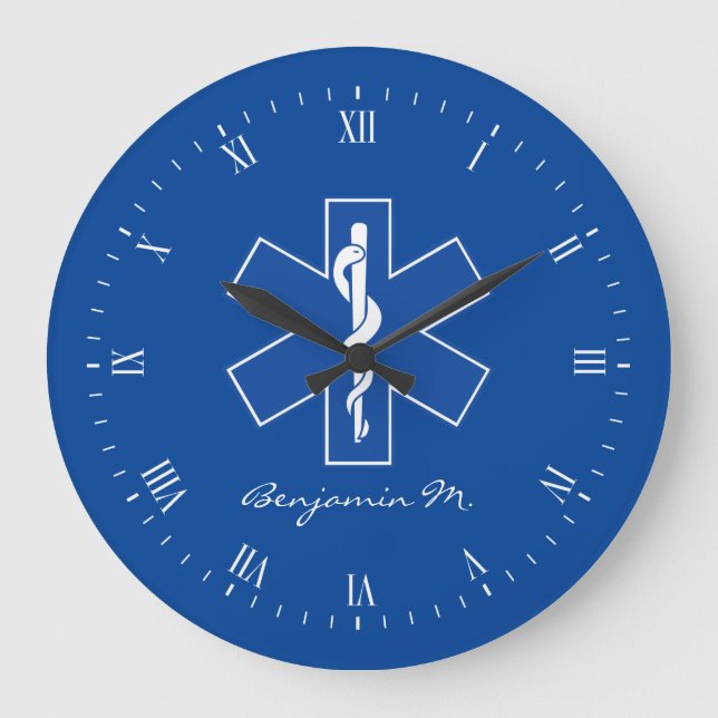 EMT Worker Personal Name Large Clock (Front)