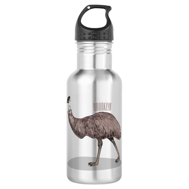 Emu bird cartoon illustration  532 ml water bottle (Front)