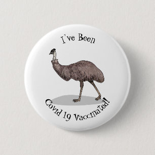 Emu bird cartoon illustration 6 cm round badge