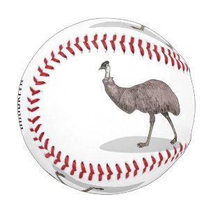 Emu bird cartoon illustration baseball