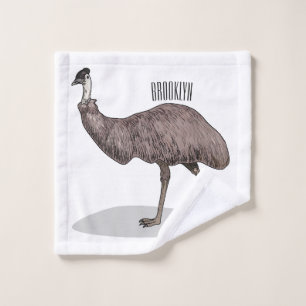 Emu bird cartoon illustration  bath towel set
