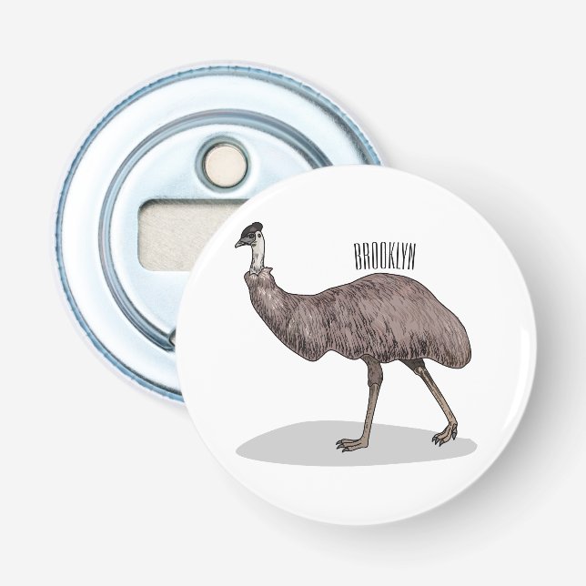 Emu bird cartoon illustration  bottle opener (Front)