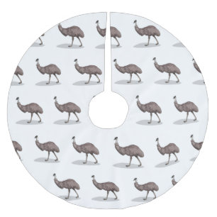 Emu bird cartoon illustration  brushed polyester tree skirt