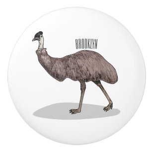 Emu bird cartoon illustration ceramic knob