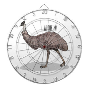 Emu bird cartoon illustration dartboard
