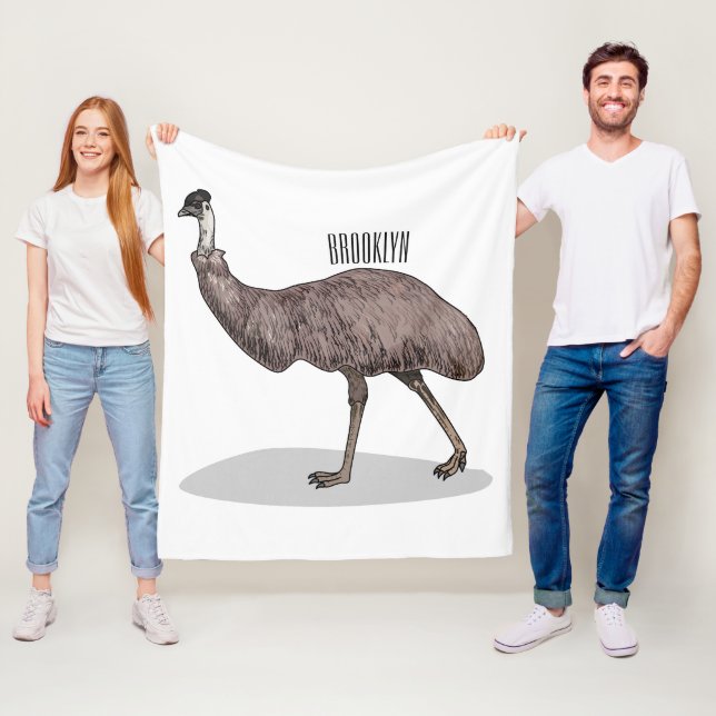 Emu bird cartoon illustration  fleece blanket (In Situ)