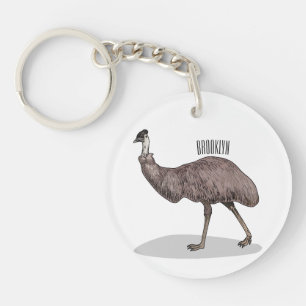 Emu bird cartoon illustration  key ring
