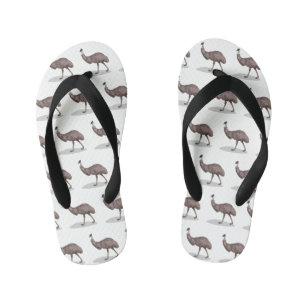Emu bird cartoon illustration  kid's flip flops