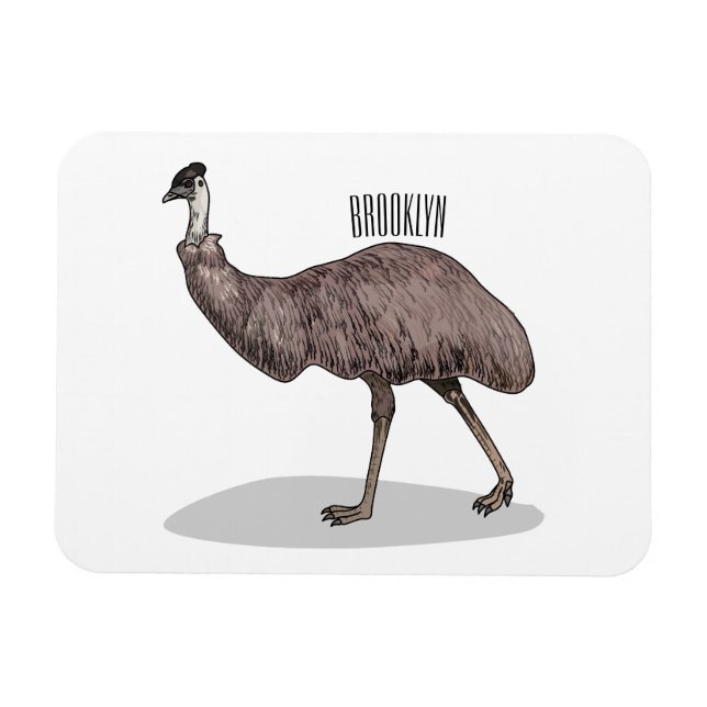 Emu bird cartoon illustration  magnet (Horizontal)