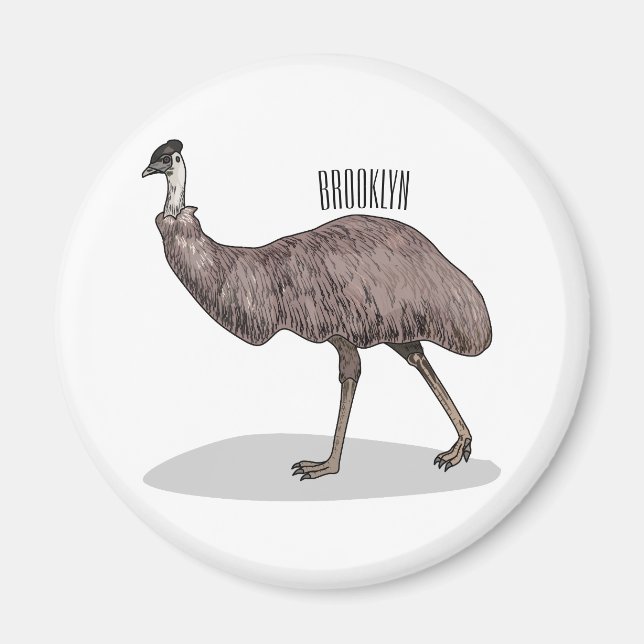 Emu bird cartoon illustration  magnet (Front)