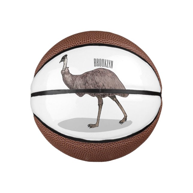 Emu bird cartoon illustration  mini basketball (Front)