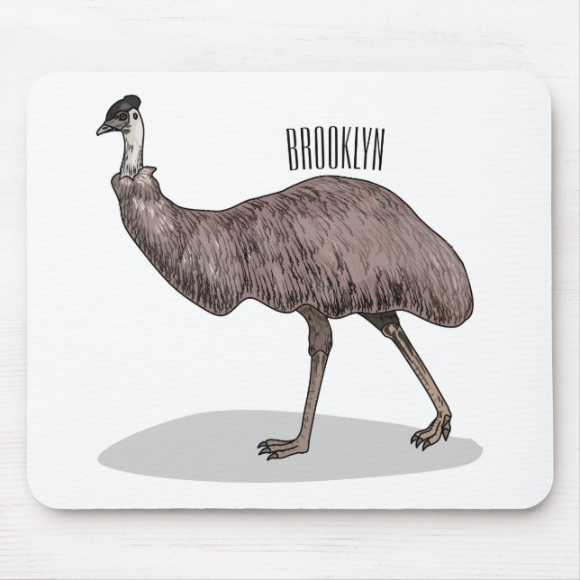 Emu bird cartoon illustration  mouse mat (Front)