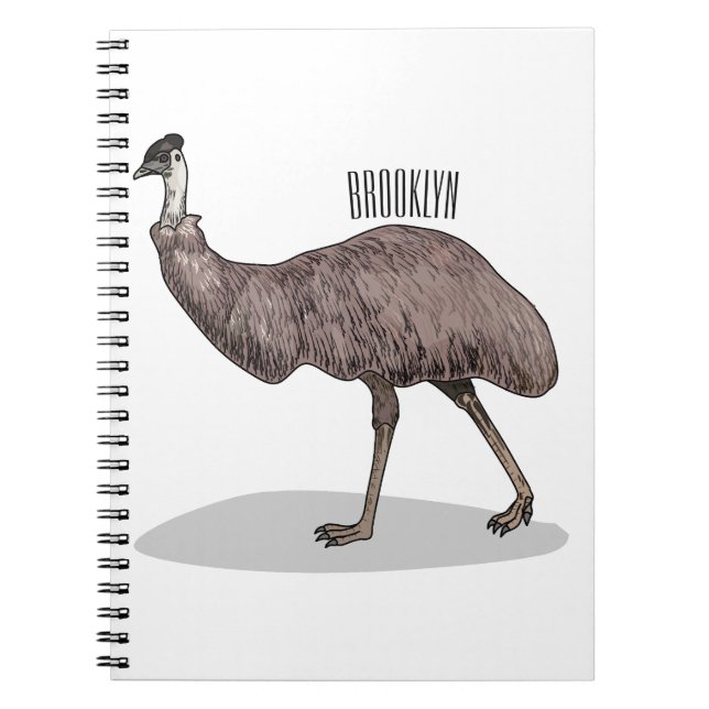 Emu bird cartoon illustration  notebook (Front)