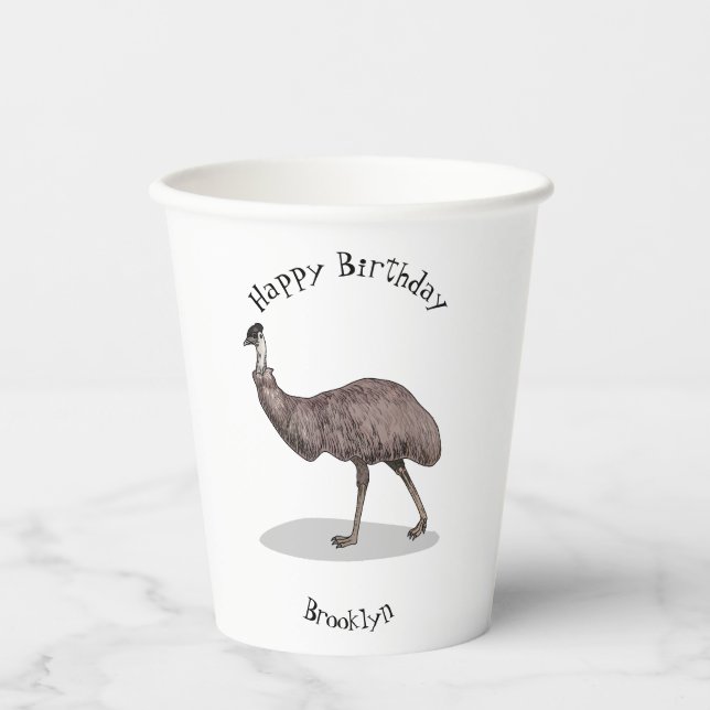 Emu bird cartoon illustration paper cups (Front)