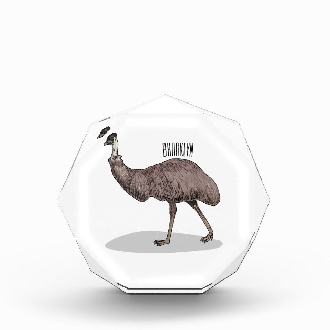 Emu bird cartoon illustration  photo block (Front)