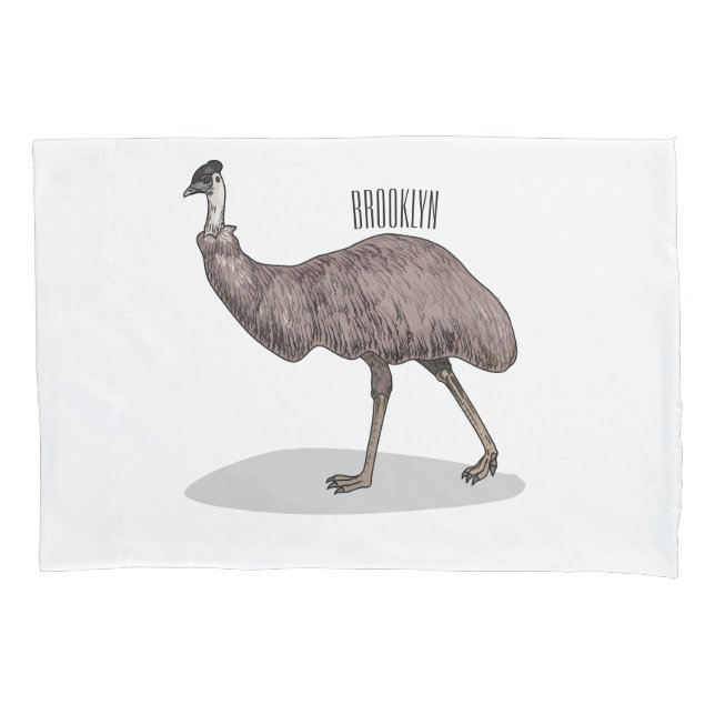 Emu bird cartoon illustration  pillowcase (Front)