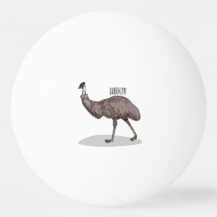 Emu bird cartoon illustration  ping pong ball
