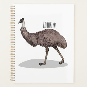 Emu bird cartoon illustration  planner