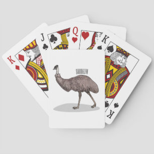Emu bird cartoon illustration playing cards