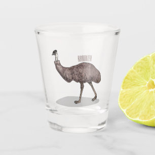 Emu bird cartoon illustration shot glass