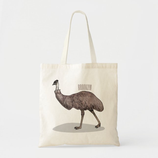 Emu bird cartoon illustration  tote bag (Front)