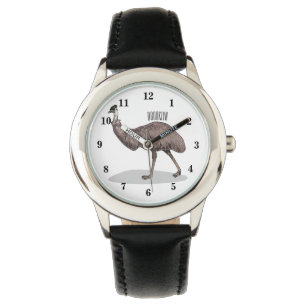 Emu bird cartoon illustration watch