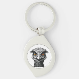 Emu bird head key ring