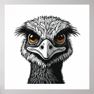 Emu bird head poster